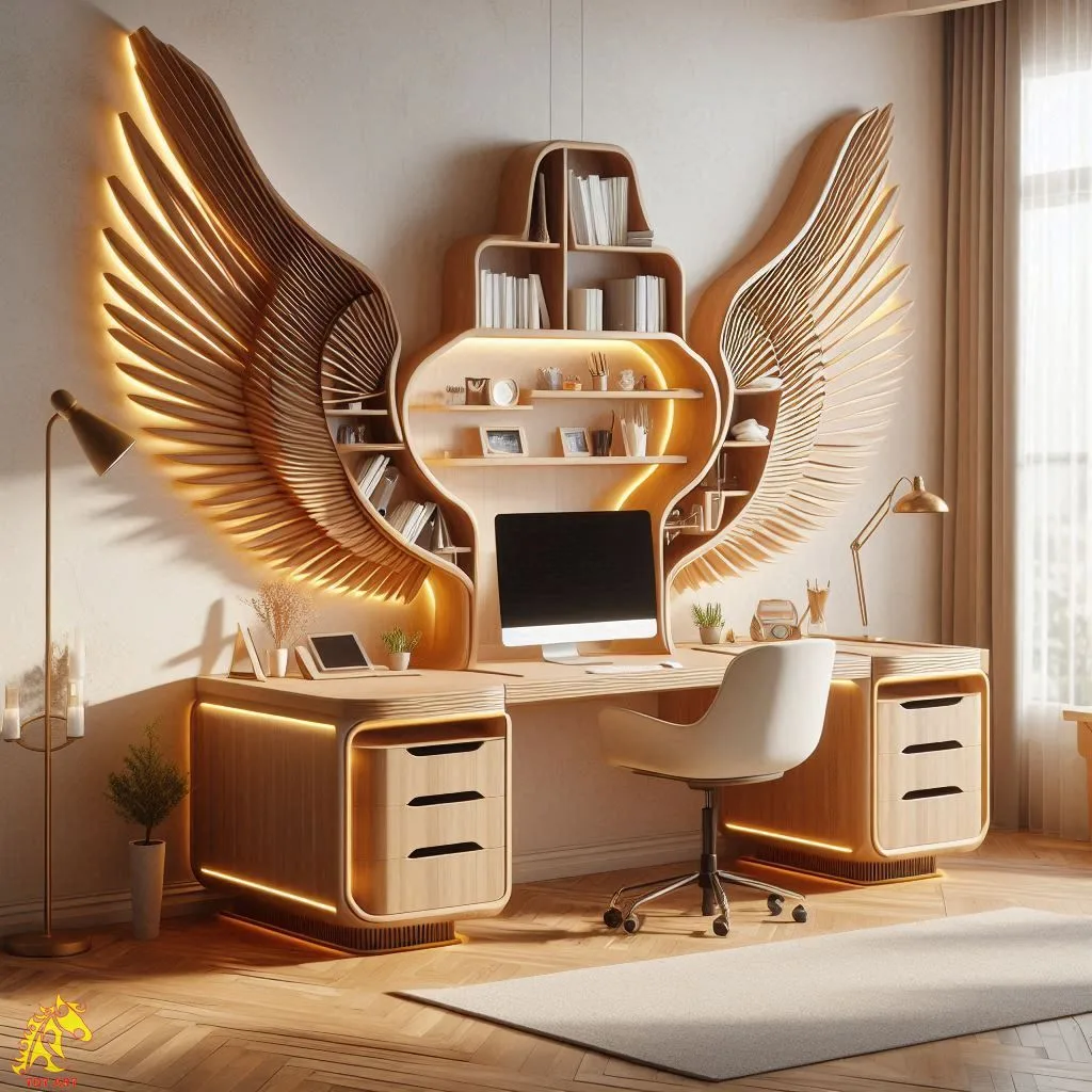 Angel Wings Shaped Home Office Desk Design: Inspire Your Workspace