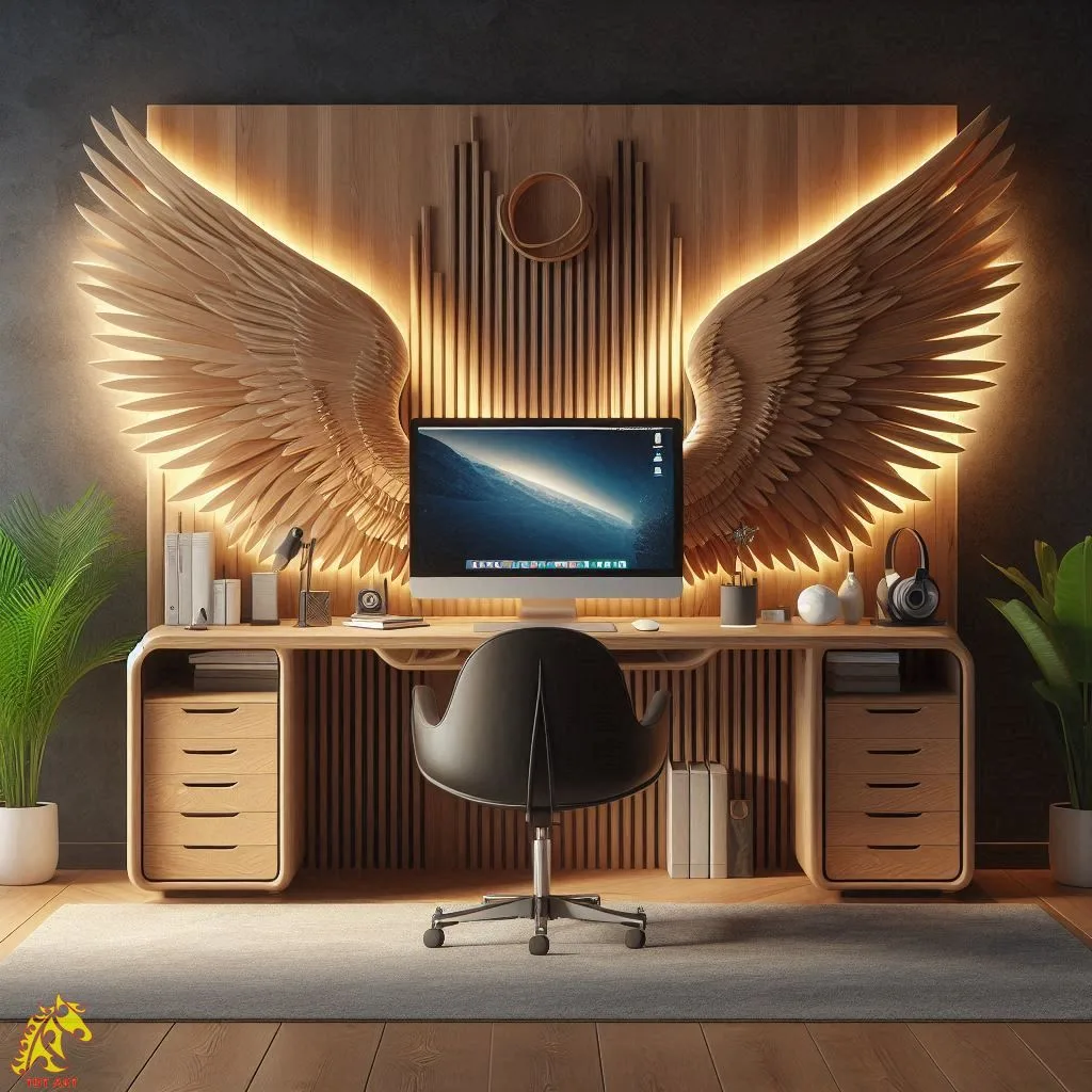 Angel Wings Shaped Home Office Desk Design: Inspire Your Workspace