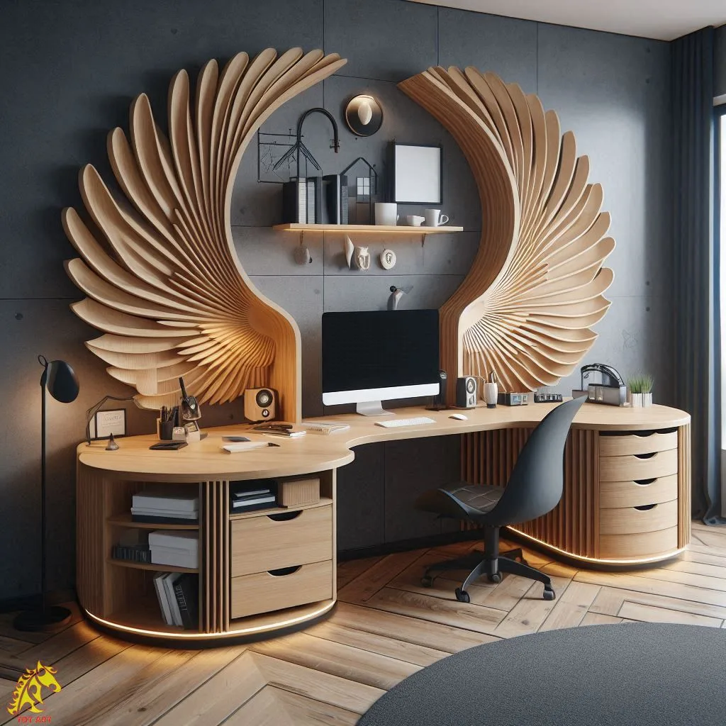 Angel Wings Shaped Home Office Desk Design: Inspire Your Workspace