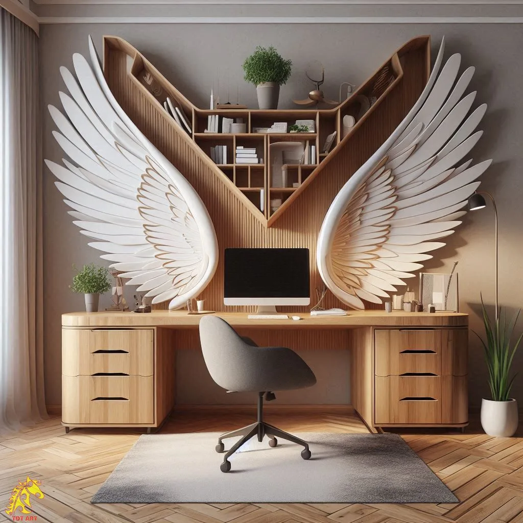 Angel Wings Shaped Home Office Desk Design: Inspire Your Workspace