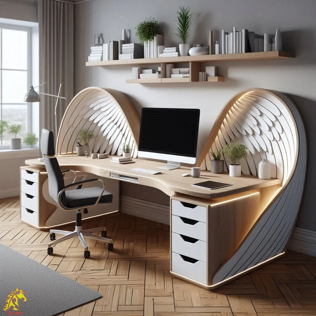 Angel Wings Shaped Home Office Desk Design: Inspire Your Workspace