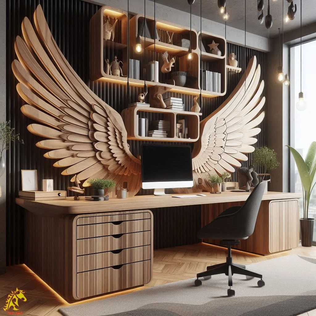 Angel Wings Shaped Home Office Desk Design: Inspire Your Workspace