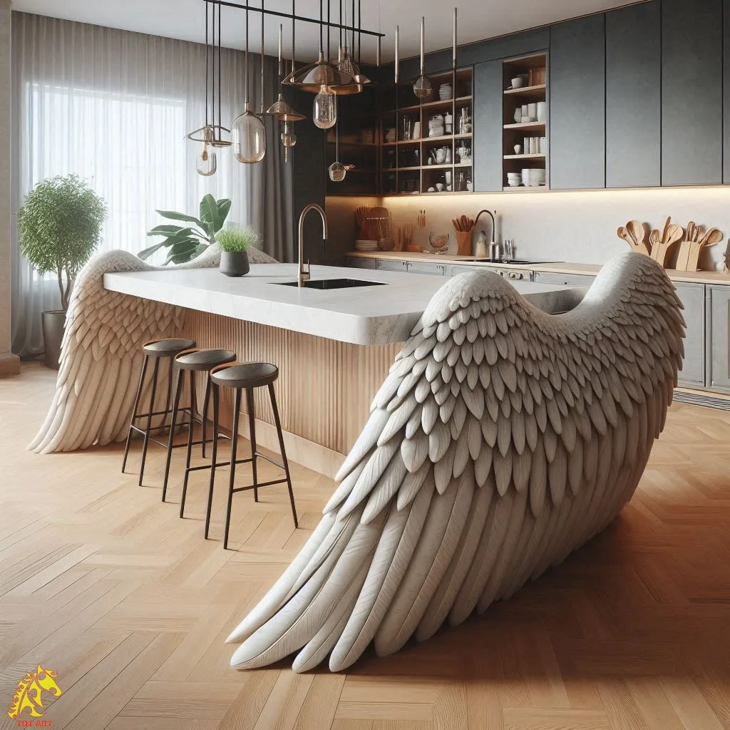 Angel Wings Shaped Kitchen Island Design: Adding Elegance to the Heart of Your Home