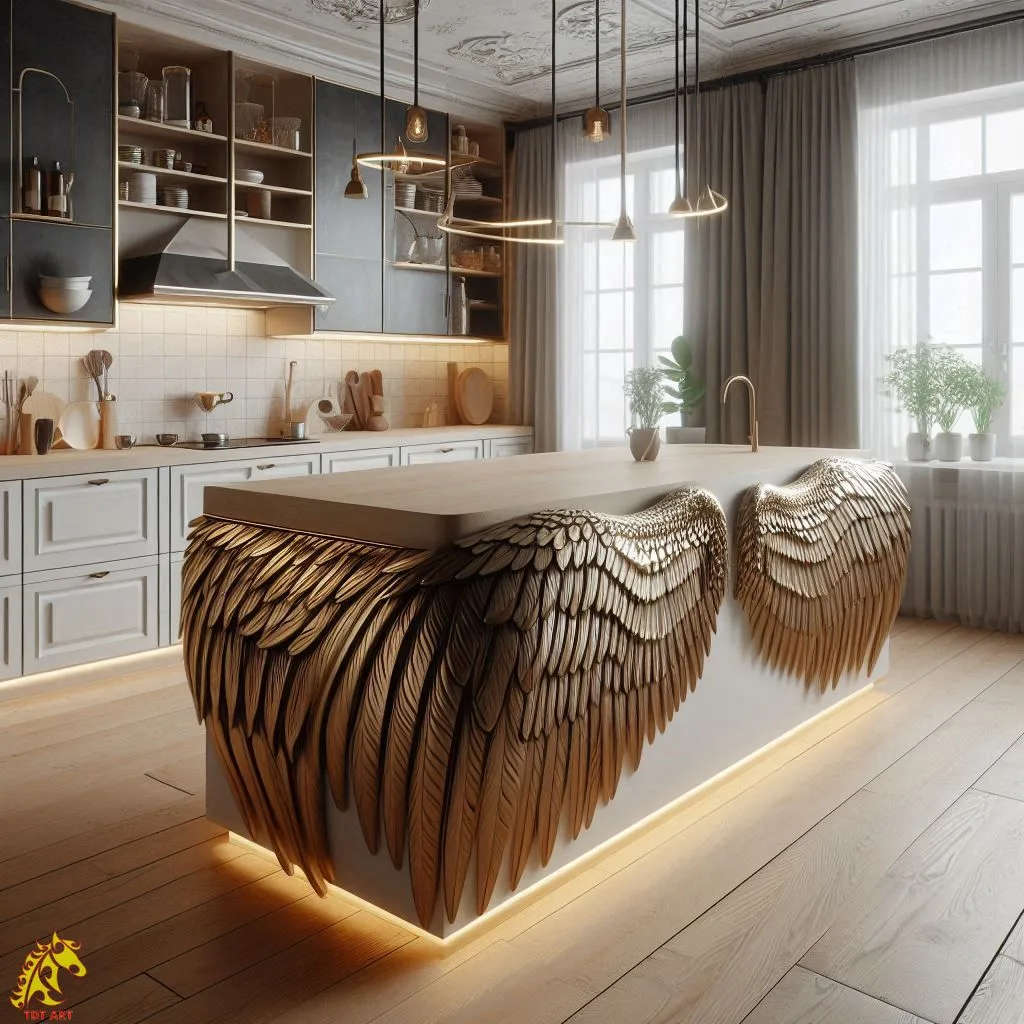 Angel Wings Shaped Kitchen Island Design: Adding Elegance to the Heart of Your Home