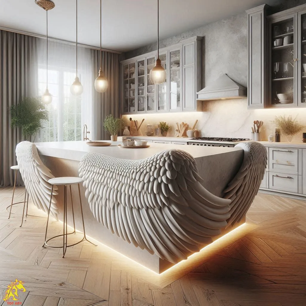 Angel Wings Shaped Kitchen Island Design: Adding Elegance to the Heart of Your Home