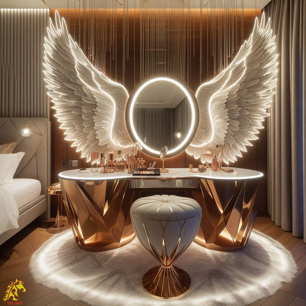 Angel Wings Shaped Makeup Table Design: The Perfect Blend of Elegance and Functionality