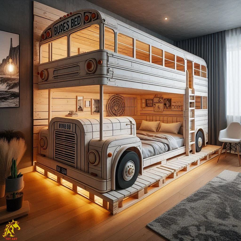 Bus-Inspired Pallet Bunk Design: A Creative Bed Project