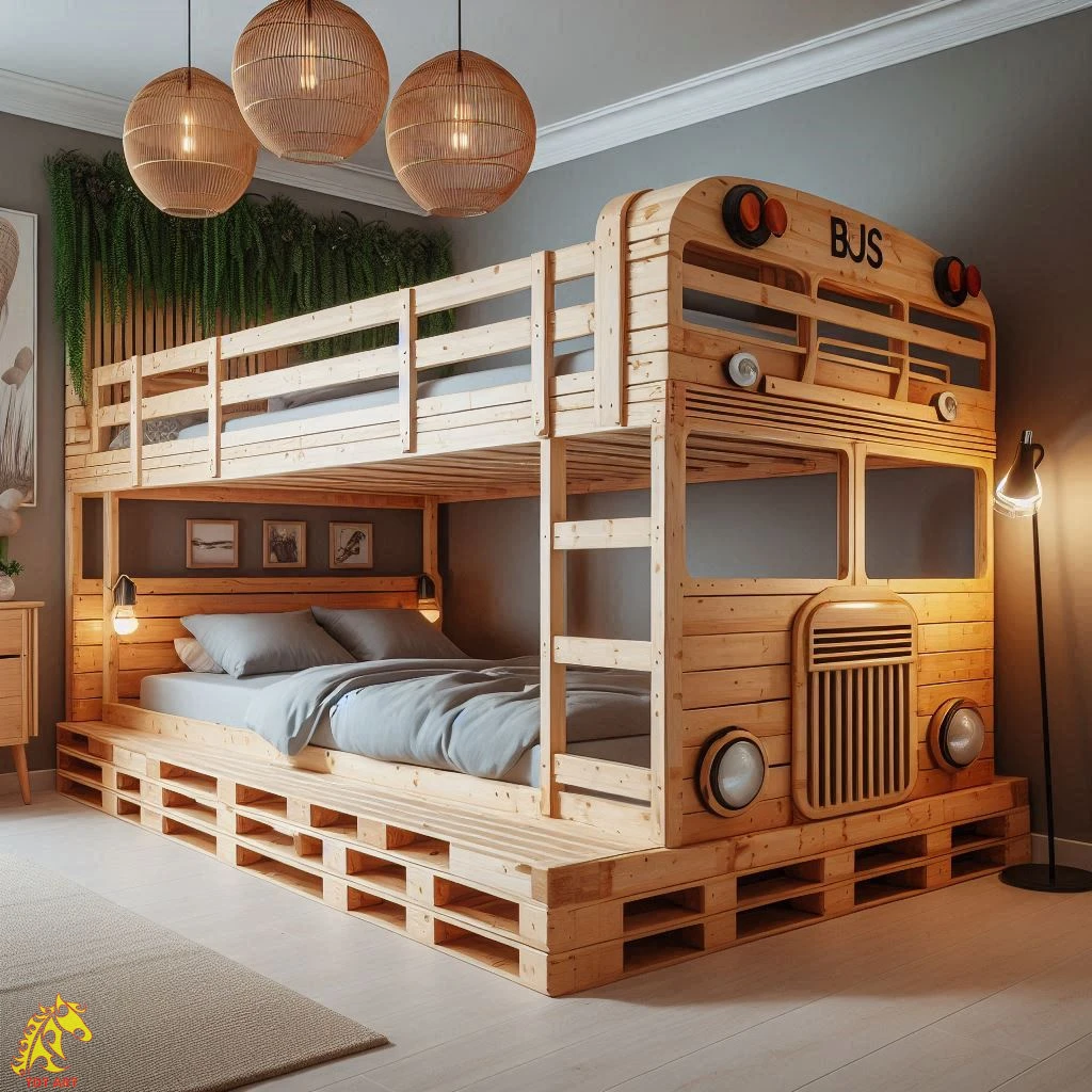 Bus-Inspired Pallet Bunk Design: A Creative Bed Project