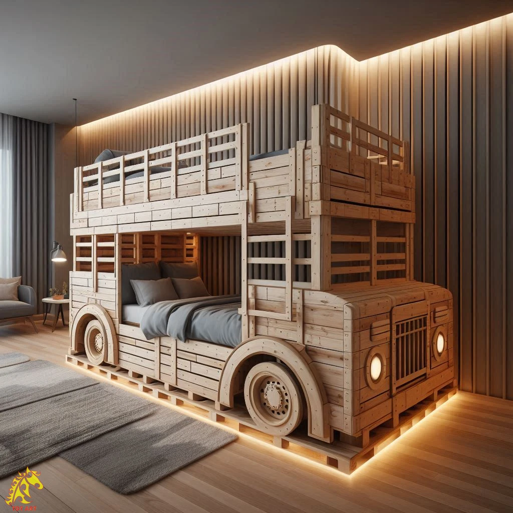 Bus-Inspired Pallet Bunk Design: A Creative Bed Project