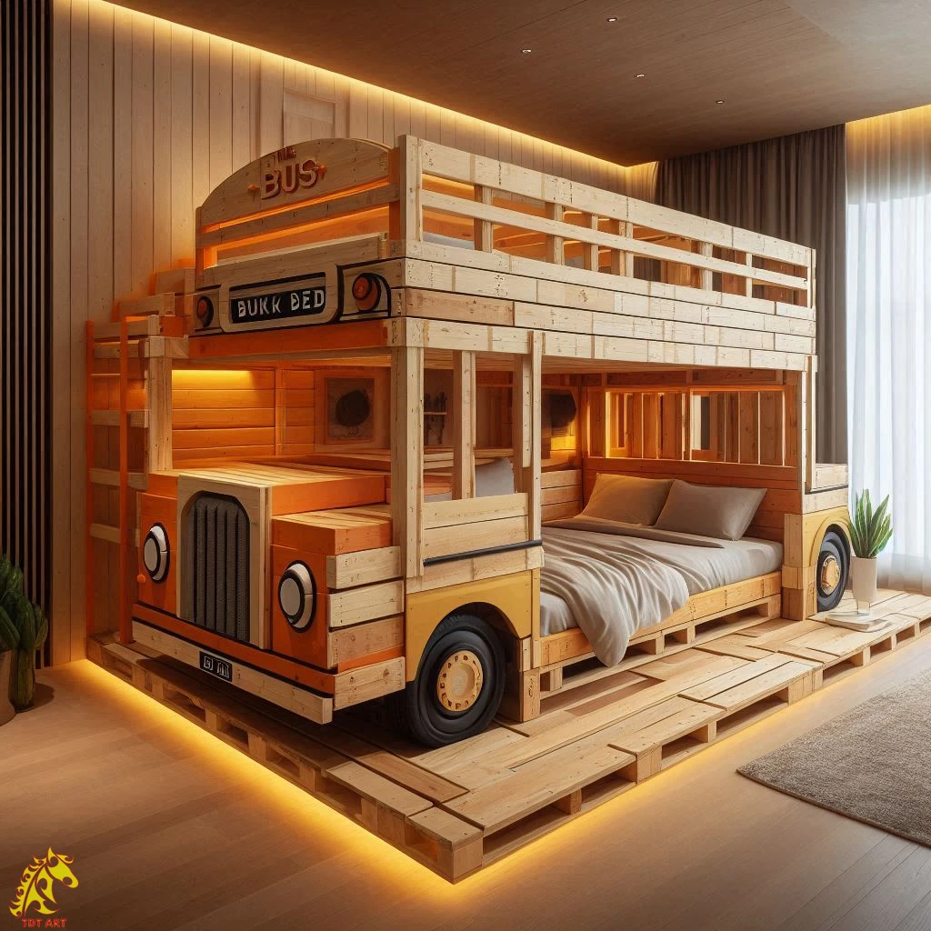 Bus-Inspired Pallet Bunk Design: A Creative Bed Project