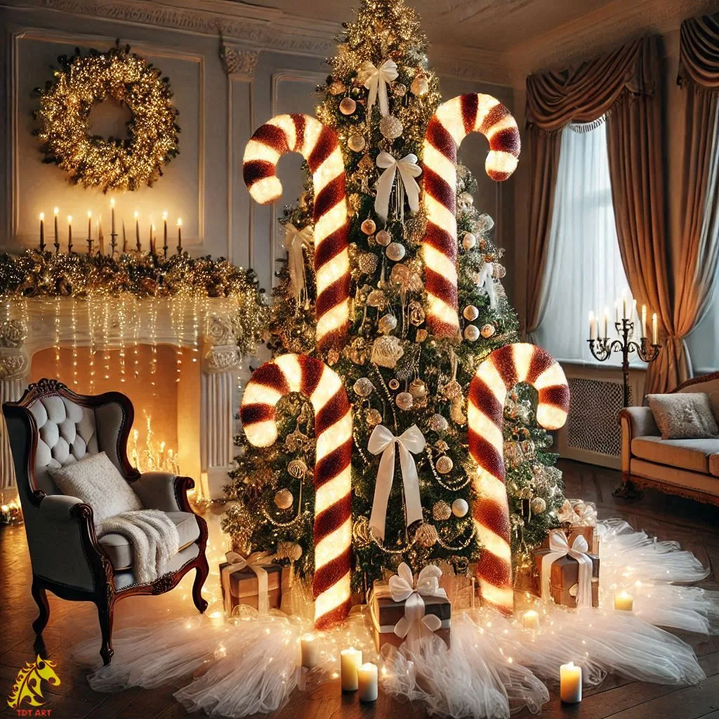 Candy Canes Christmas Tree Design: A Sweet Holiday Delight