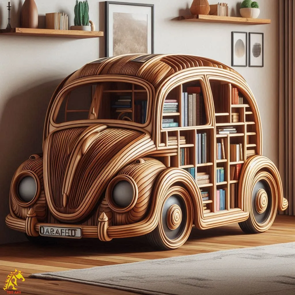 Car-Shaped Bookshelf Design: Inventive Concepts for Automobile Enthusiasts