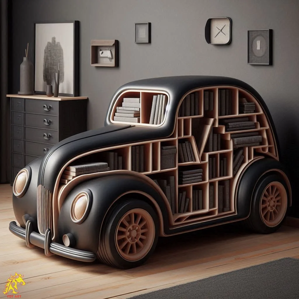 Car-Shaped Bookshelf Design: Inventive Concepts for Automobile Enthusiasts