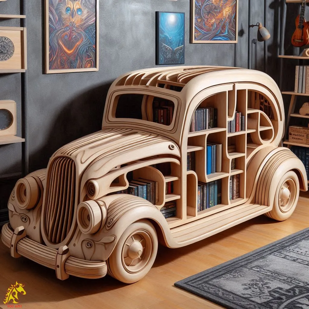 Car-Shaped Bookshelf Design: Inventive Concepts for Automobile Enthusiasts