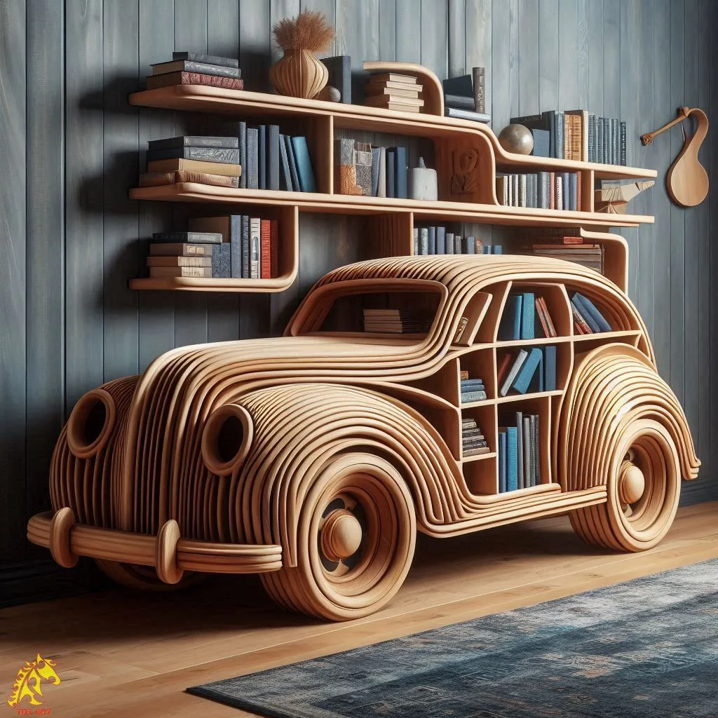 Car-Shaped Bookshelf Design: Inventive Concepts for Automobile Enthusiasts