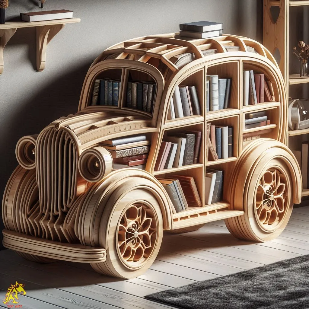 Car-Shaped Bookshelf Design: Inventive Concepts for Automobile Enthusiasts