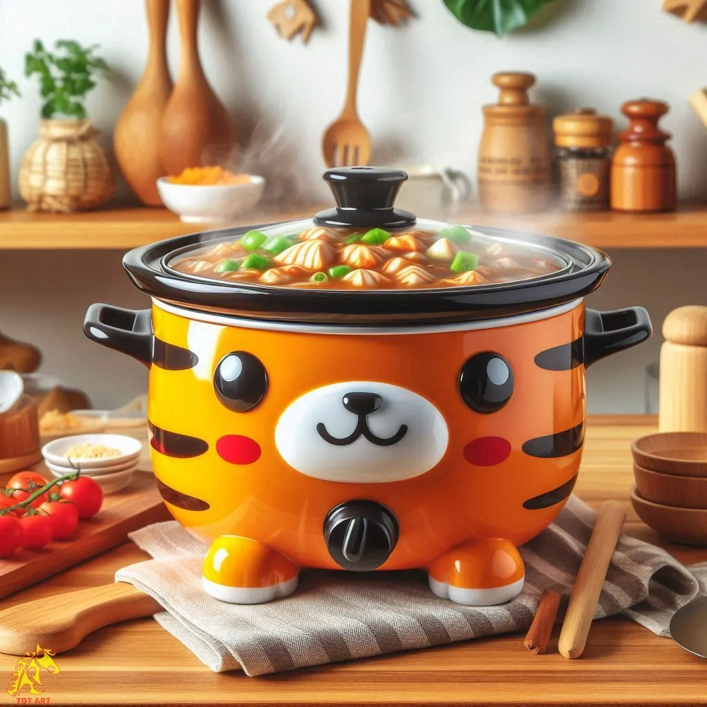 Charming Tiger-Shaped Slow Cooker Design: Ideal for Social Events!