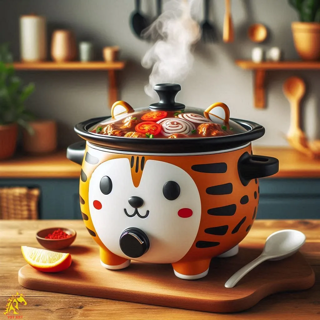 Charming Tiger-Shaped Slow Cooker Design: Ideal for Social Events!