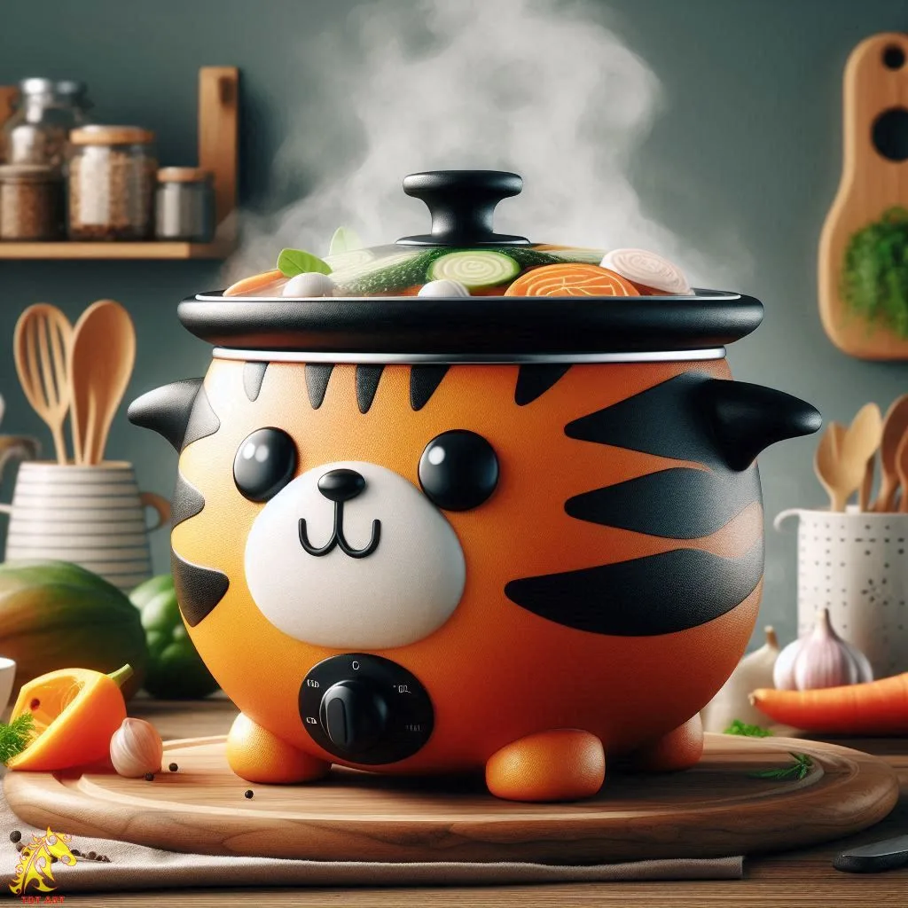 Charming Tiger-Shaped Slow Cooker Design: Ideal for Social Events!