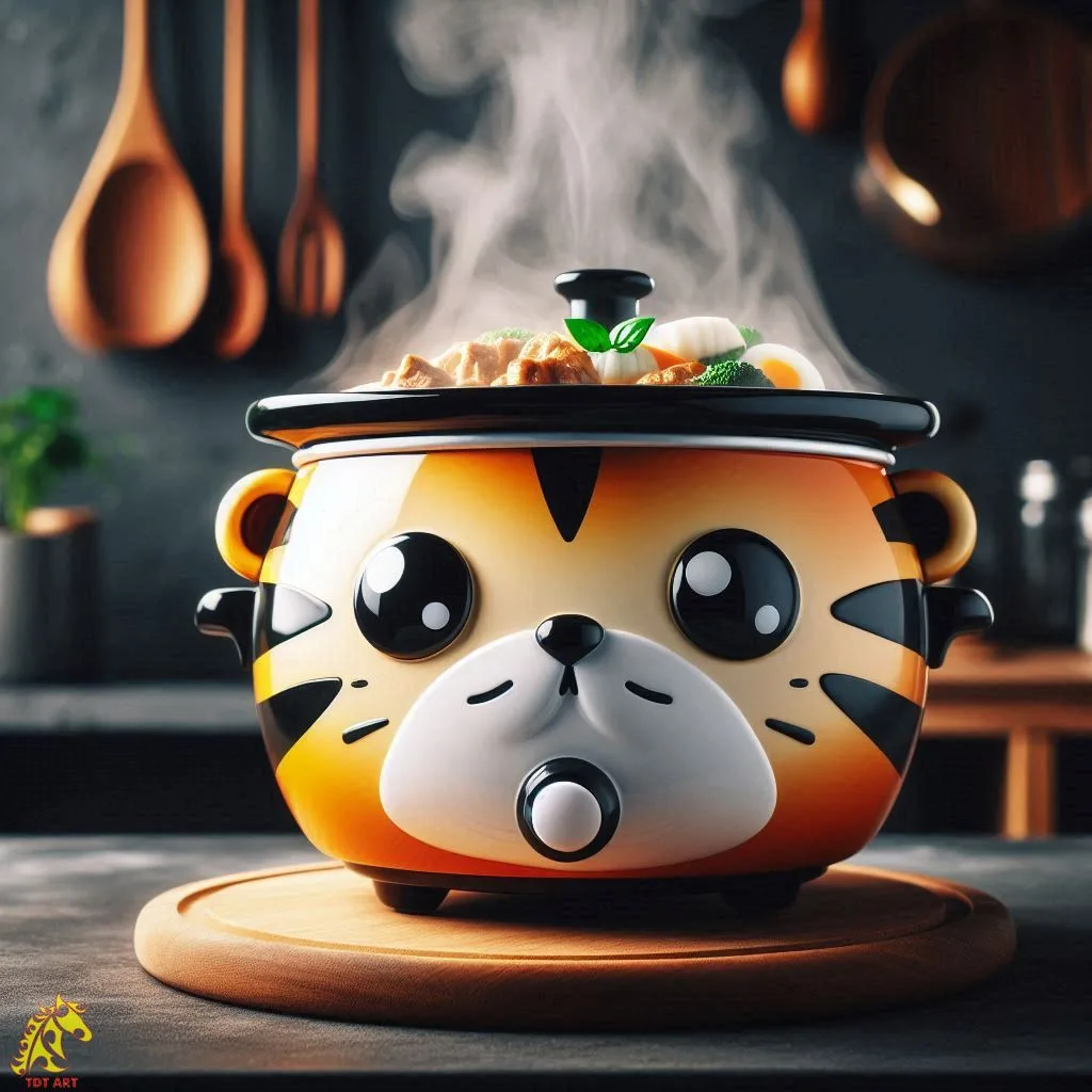 Charming Tiger-Shaped Slow Cooker Design: Ideal for Social Events!