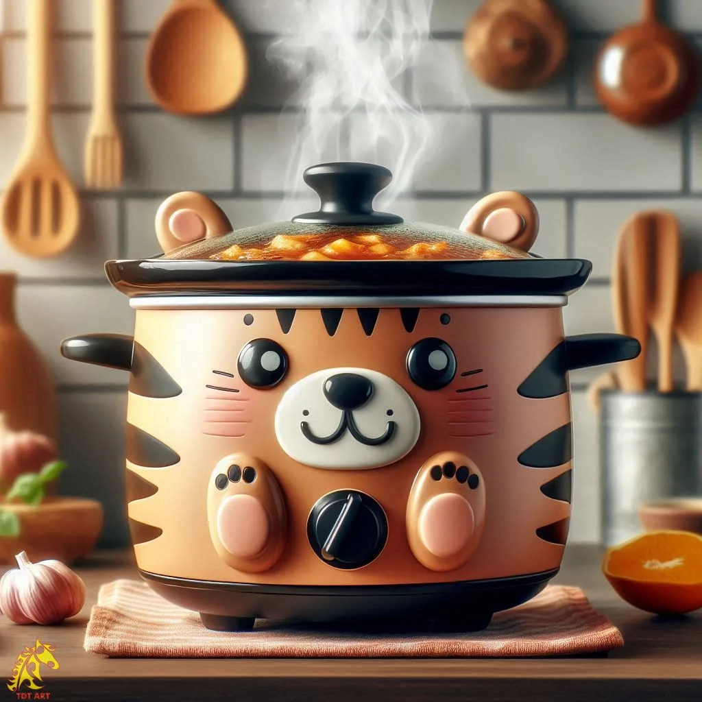 Charming Tiger-Shaped Slow Cooker Design: Ideal for Social Events!