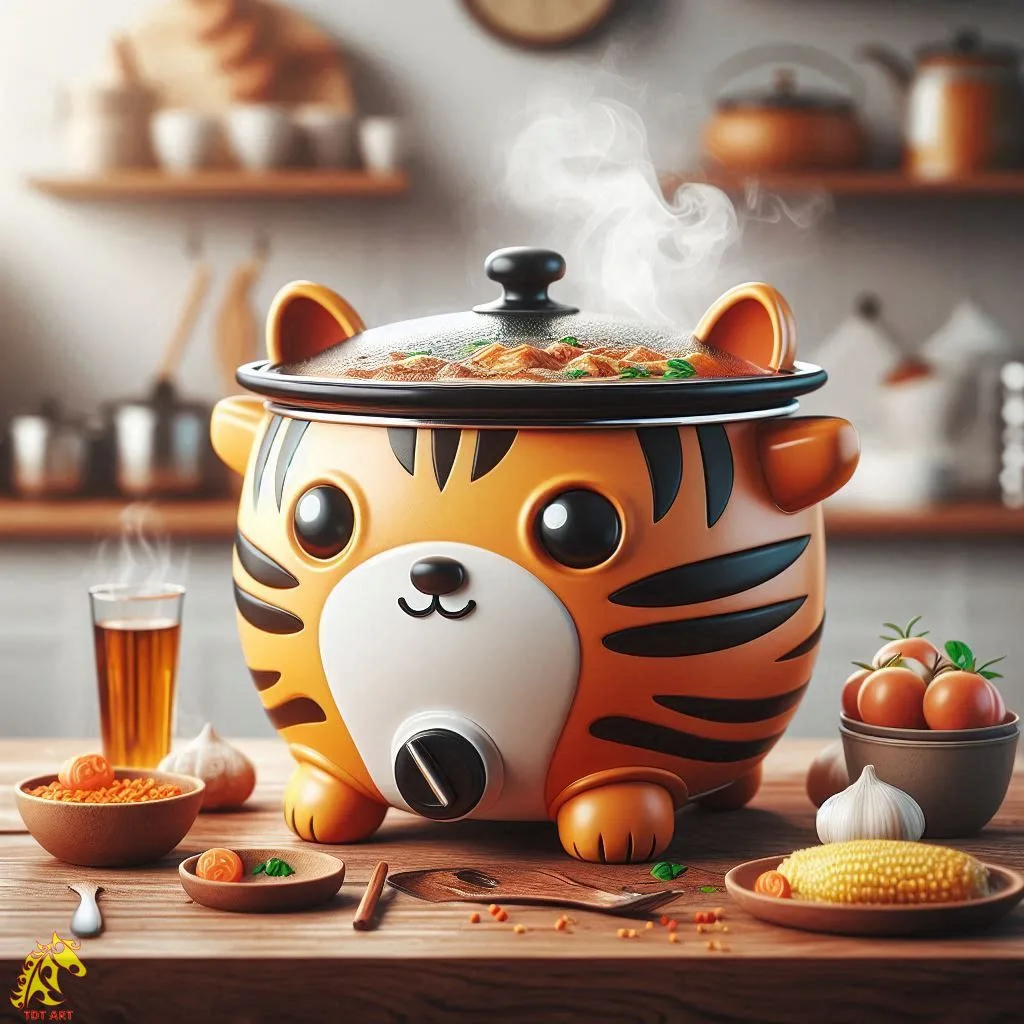 Charming Tiger-Shaped Slow Cooker Design: Ideal for Social Events!