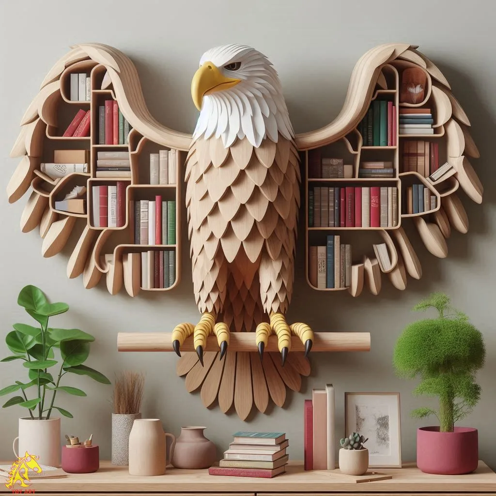 Eagle-Shaped Bookshelf Design: An Exquisite Fusion of Artistry and Practicality