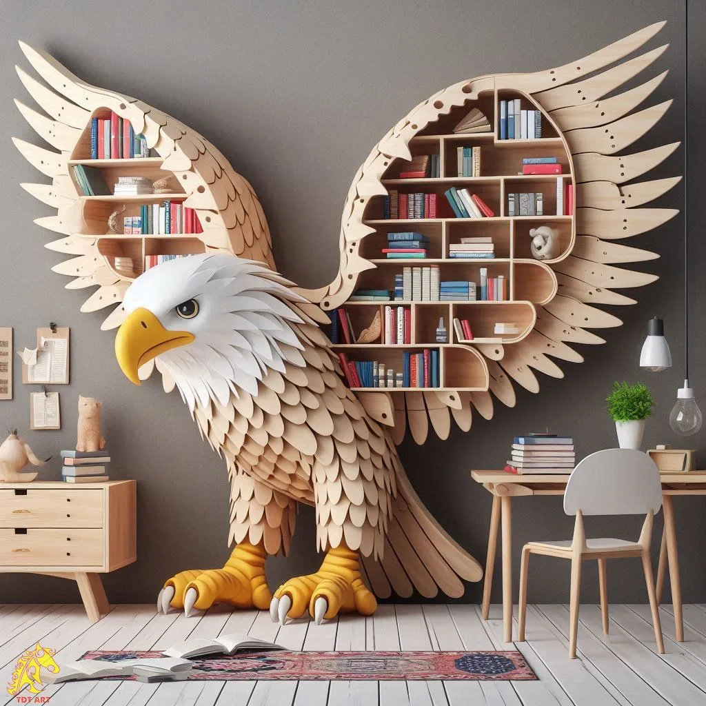 Eagle-Shaped Bookshelf Design: An Exquisite Fusion of Artistry and Practicality