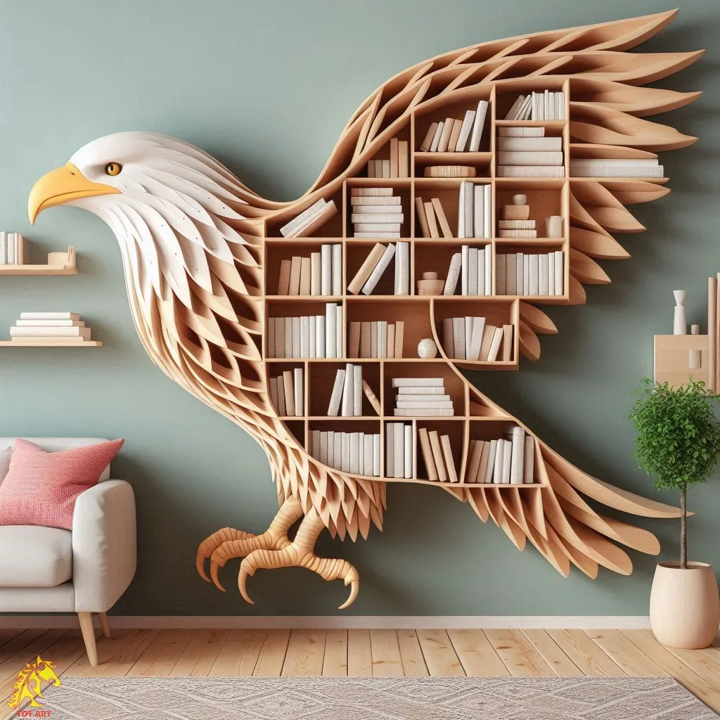 Eagle-Shaped Bookshelf Design: An Exquisite Fusion of Artistry and Practicality