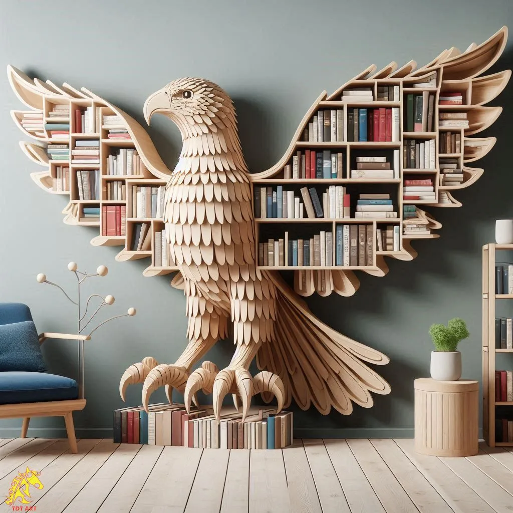 Eagle-Shaped Bookshelf Design: An Exquisite Fusion of Artistry and Practicality