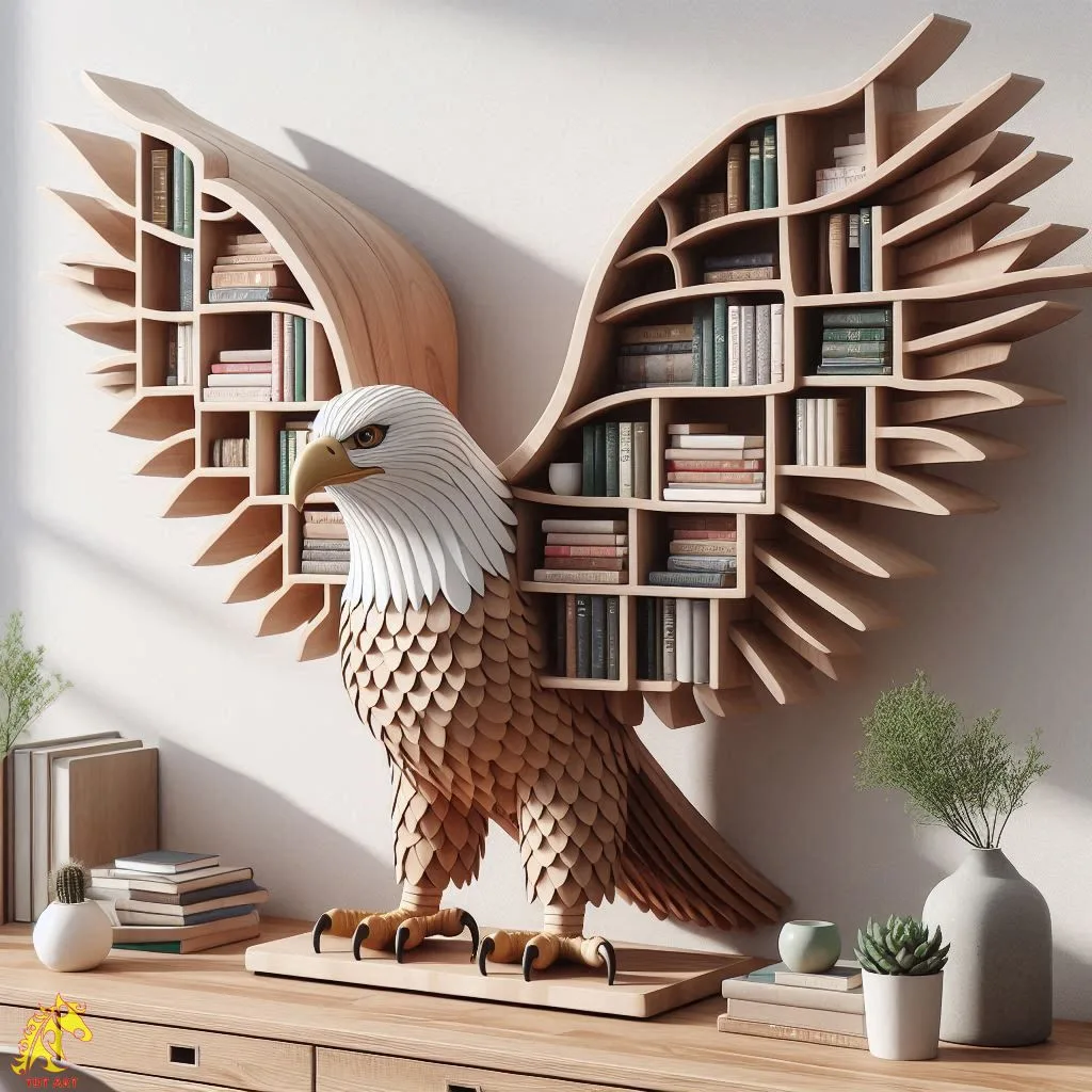 Eagle-Shaped Bookshelf Design: An Exquisite Fusion of Artistry and Practicality