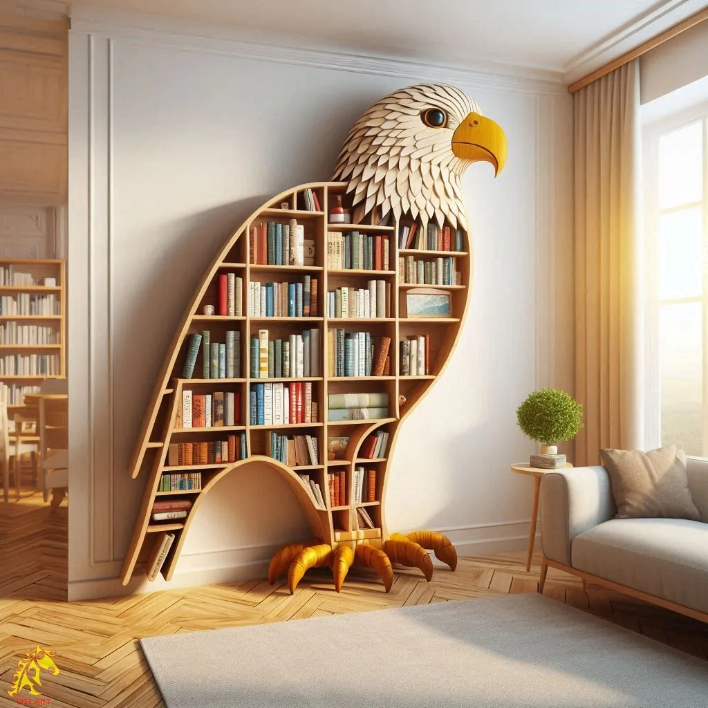 Eagle-Shaped Bookshelf Design: An Exquisite Fusion of Artistry and Practicality