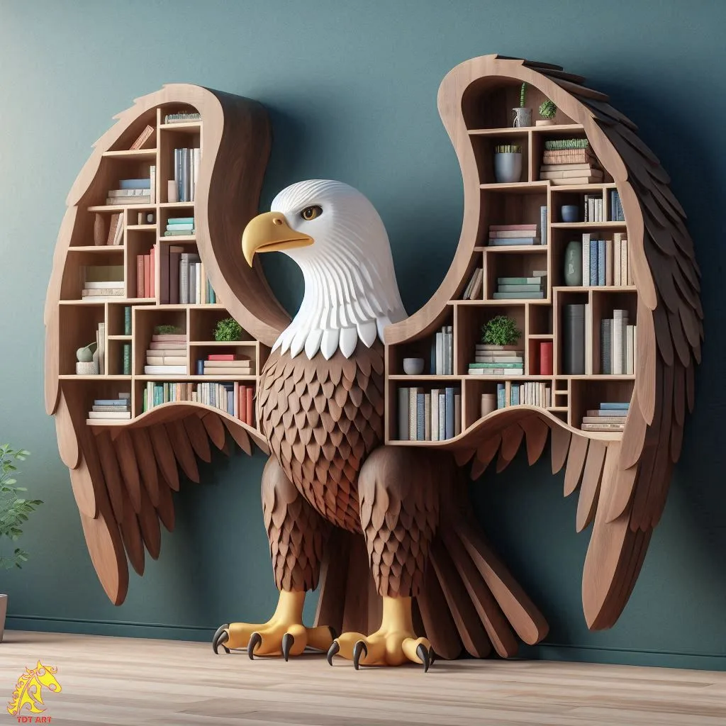 Eagle-Shaped Bookshelf Design: An Exquisite Fusion of Artistry and Practicality