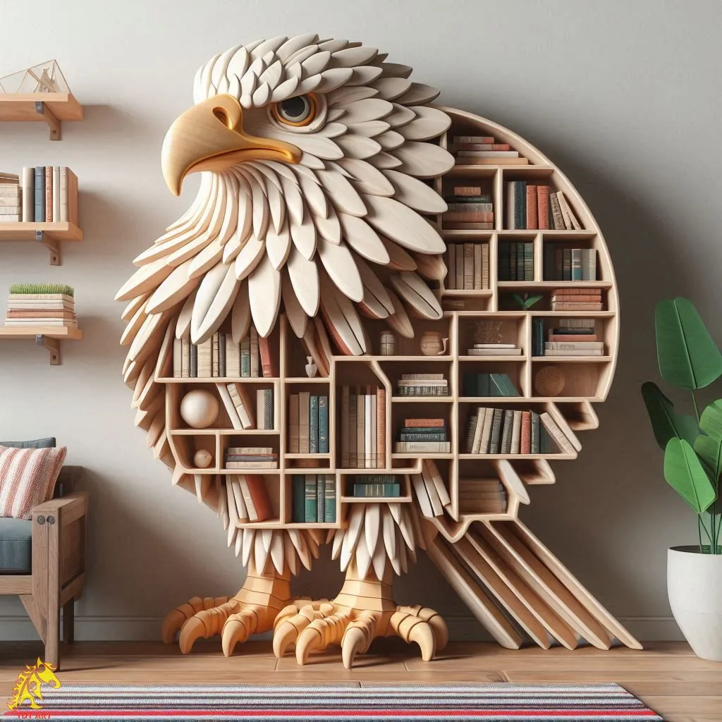 Eagle-Shaped Bookshelf Design: An Exquisite Fusion of Artistry and Practicality