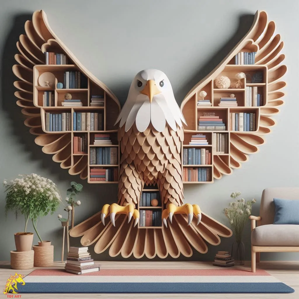 Eagle-Shaped Bookshelf Design: An Exquisite Fusion of Artistry and Practicality