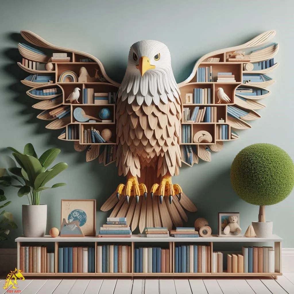 Eagle-Shaped Bookshelf Design: An Exquisite Fusion of Artistry and Practicality