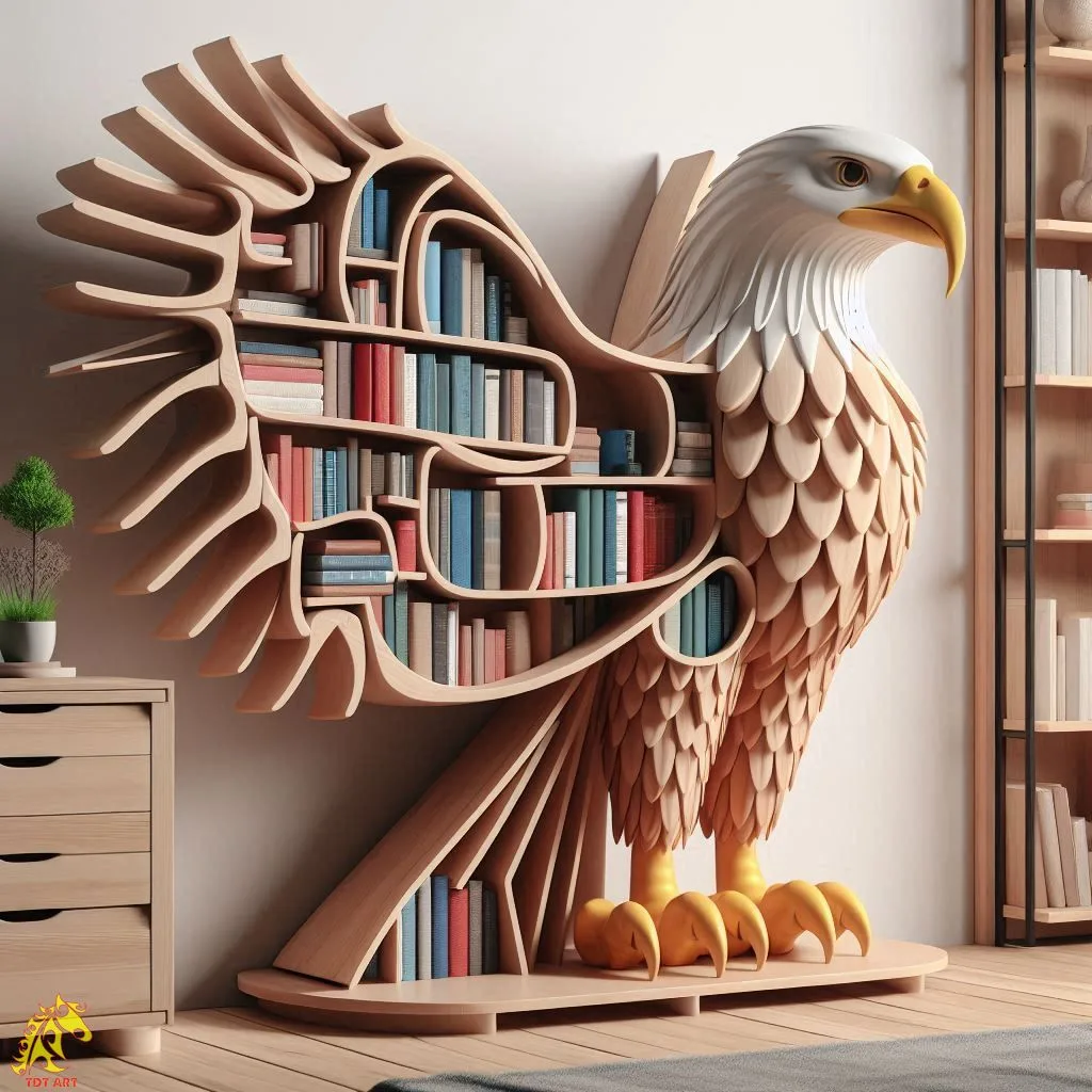 Eagle-Shaped Bookshelf Design: An Exquisite Fusion of Artistry and Practicality