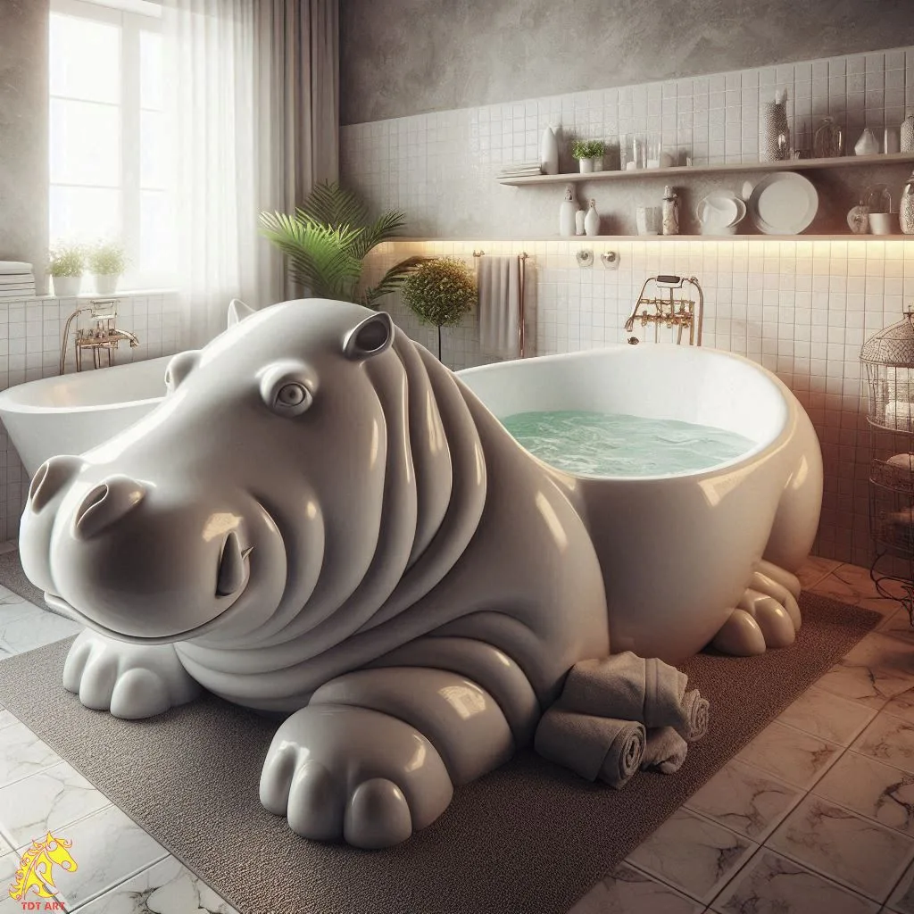 Hippo Shaped Bathtub Design – A Playful Touch to Your Bathroom