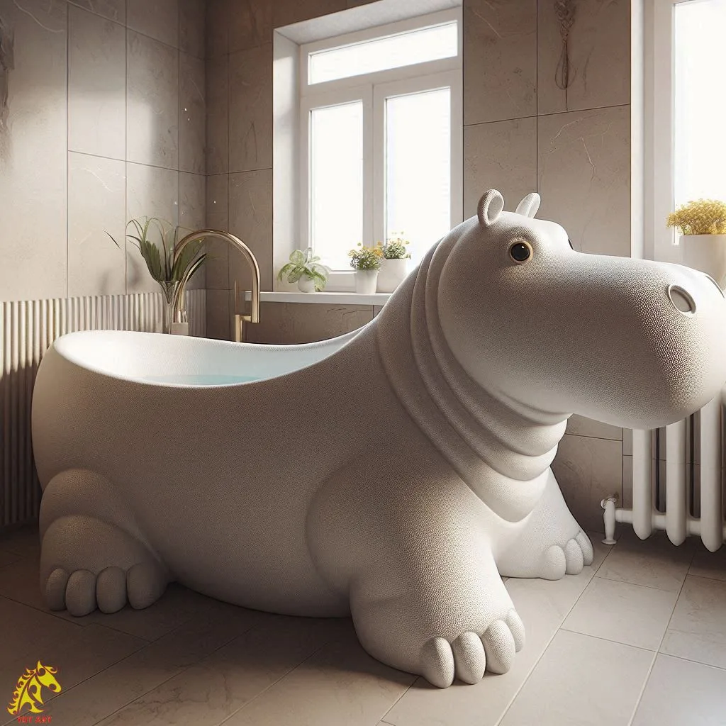 Hippo Shaped Bathtub Design – A Playful Touch to Your Bathroom