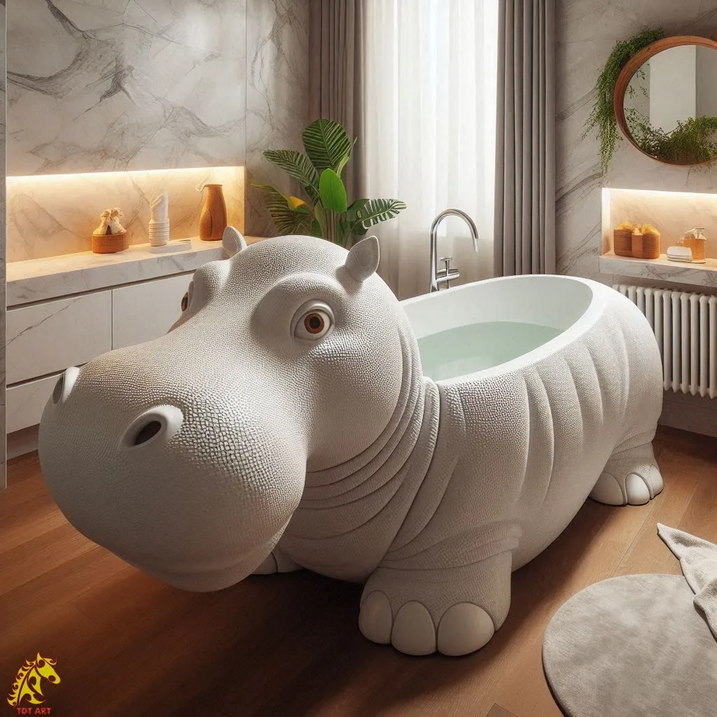 Hippo Shaped Bathtub Design – A Playful Touch to Your Bathroom