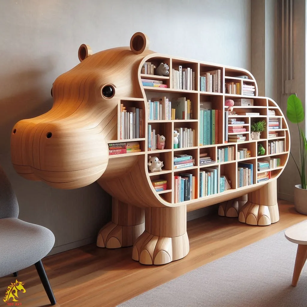 Hippo Shaped Bookshelf Design: Adding Whimsy and Functionality to Your Space