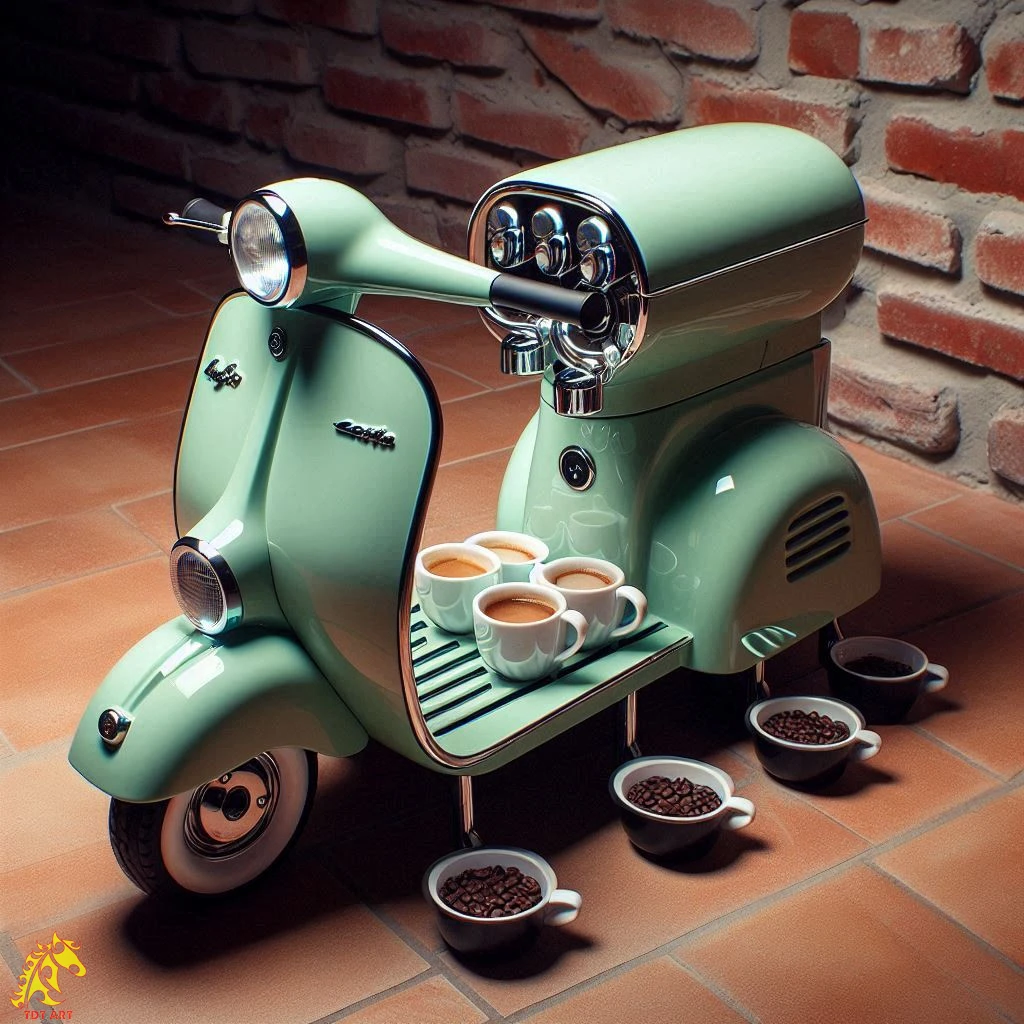 Vespa Shaped Coffee Maker Design: A Fusion of Retro Charm and Modern Functionality!