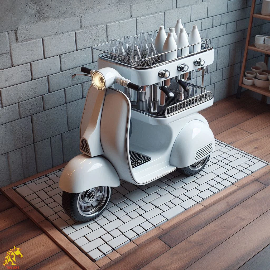 Vespa Shaped Coffee Maker Design: A Fusion of Retro Charm and Modern Functionality!