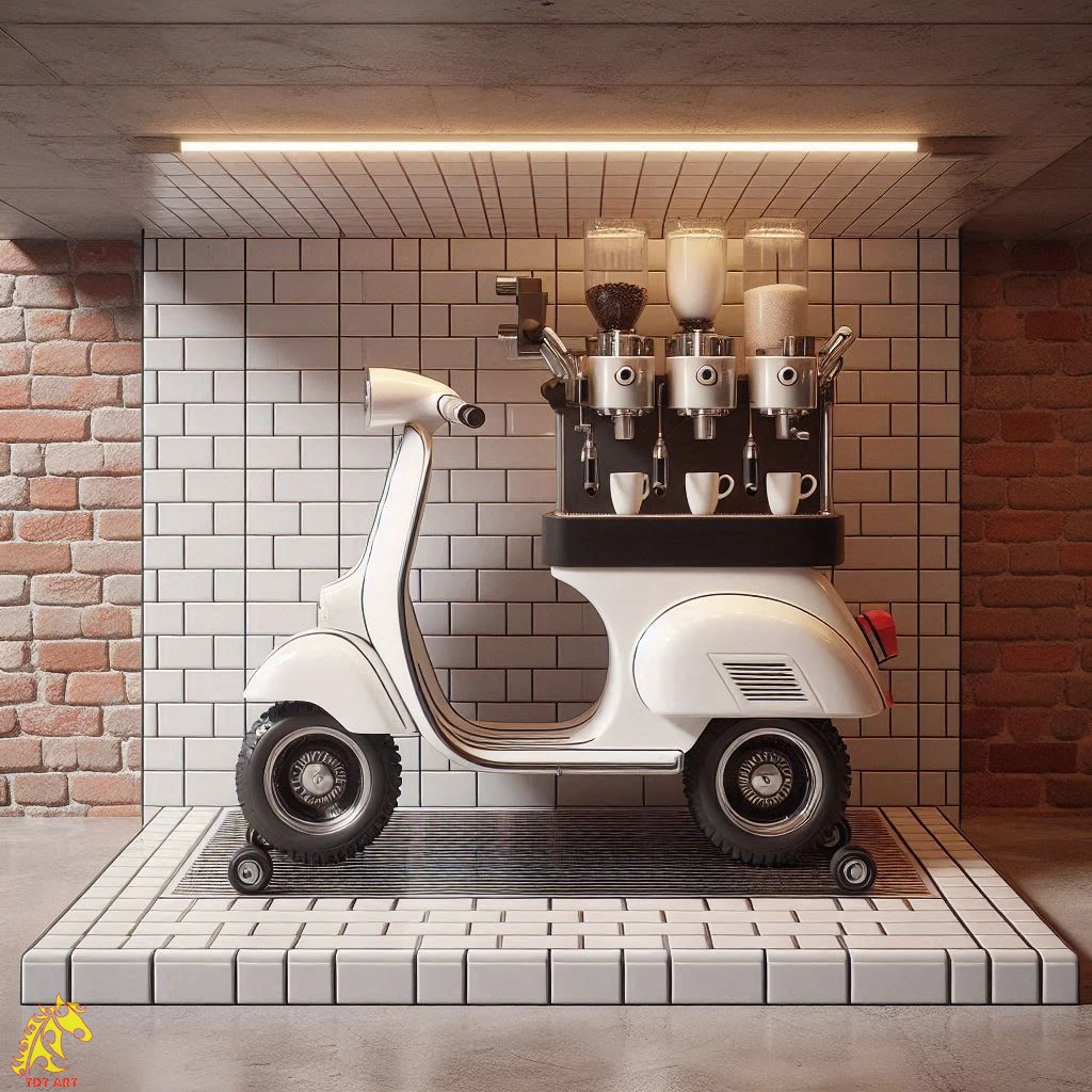 Vespa Shaped Coffee Maker Design: A Fusion of Retro Charm and Modern Functionality!