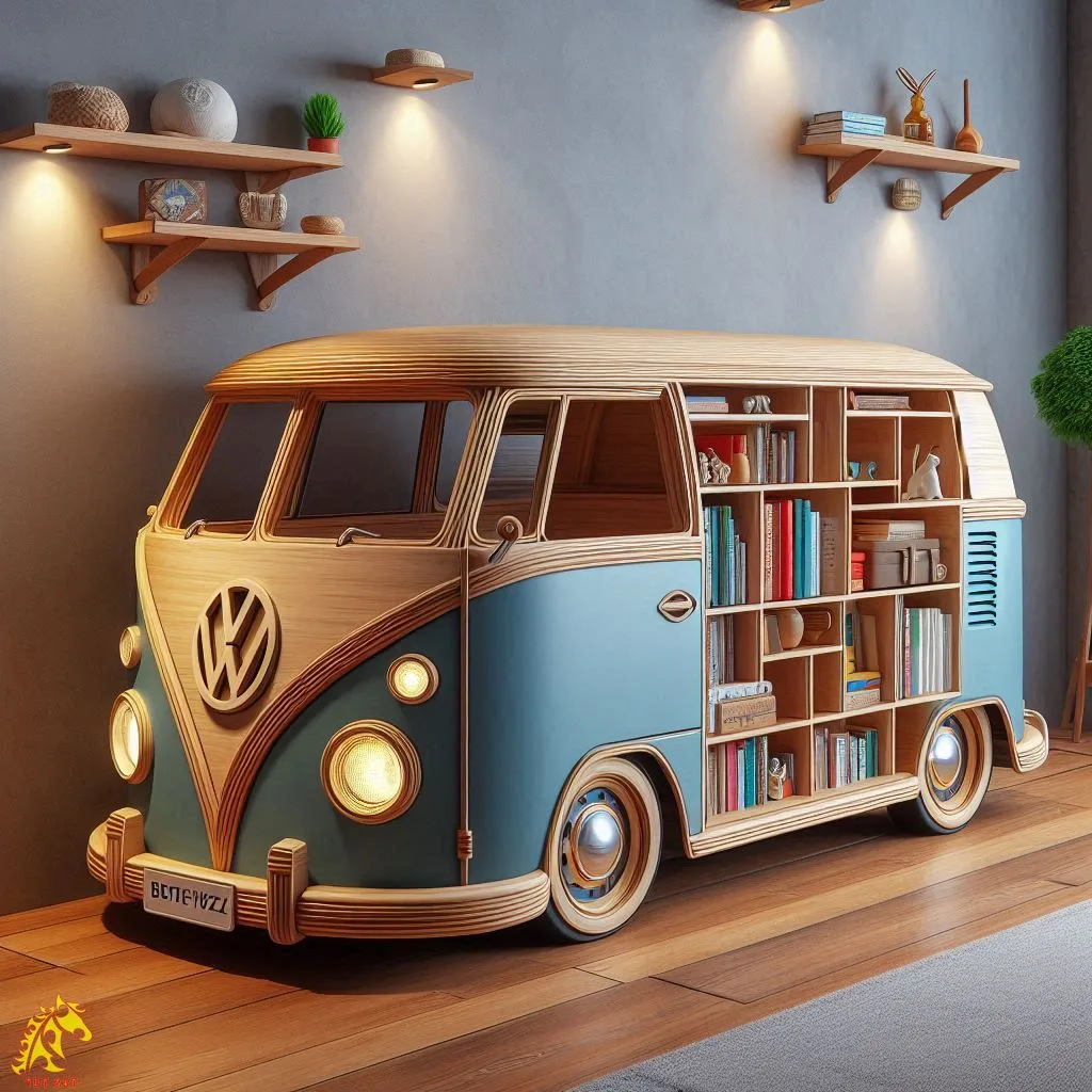 Volkswagen Shaped Bookshelf Design: A Retro-Inspired Storage Solution with a Modern Twist