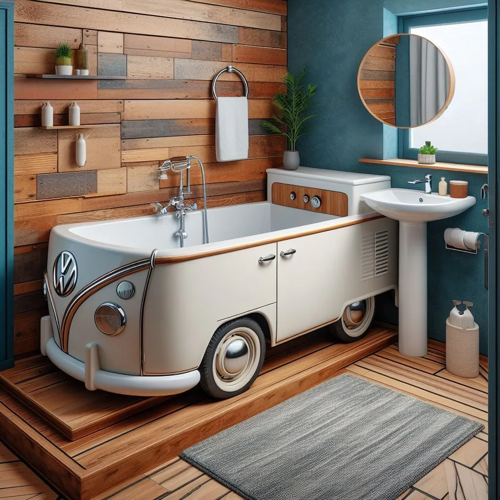 Volkswagen Bus Shaped Bathtub: A Retro Soaking Experience with Style